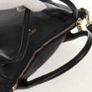 PRADA Hand Bag Leather 2way Black Gold Auth yk19532V-6