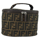 FENDI Zucca Canvas Vanity Pouch Black Brown Auth yk19543-1