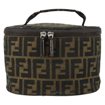FENDI Zucca Canvas Vanity Pouch Black Brown Auth yk19543 - 0