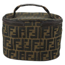 FENDI Zucca Canvas Vanity Pouch Black Brown Auth yk19543-3