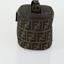 FENDI Zucca Canvas Vanity Pouch Black Brown Auth yk19543-4