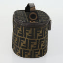 FENDI Zucca Canvas Vanity Pouch Black Brown Auth yk19543-5