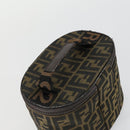 FENDI Zucca Canvas Vanity Pouch Black Brown Auth yk19543-6
