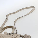 PRADA Gathered Hand Bag Leather 2way Beige Silver Auth yk19545-14