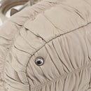 PRADA Gathered Hand Bag Leather 2way Beige Silver Auth yk19545-15