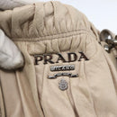 PRADA Handtas van geplooid leer 2-weg beige zilver Auth yk19545-18