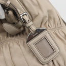 PRADA Gathered Hand Bag Leather 2way Beige Silver Auth yk19545-19