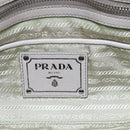 PRADA Gathered Hand Bag Leather 2way Beige Silver Auth yk19545-20