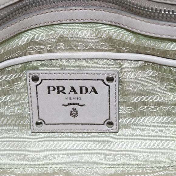PRADA Handtas van geplooid leer 2-weg beige zilver Auth yk19545