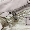 PRADA Handtas van geplooid leer 2-weg beige zilver Auth yk19545-21
