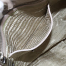 PRADA Gathered Hand Bag Leather 2way Beige Silver Auth yk19545-24