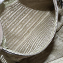 PRADA Gathered Hand Bag Leather 2way Beige Silver Auth yk19545-25