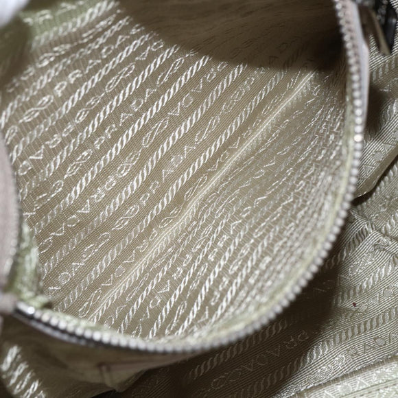 PRADA Handtas van geplooid leer 2-weg beige zilver Auth yk19545