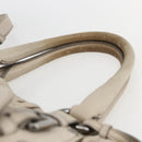 PRADA Gathered Hand Bag Leather 2way Beige Silver Auth yk19545-8