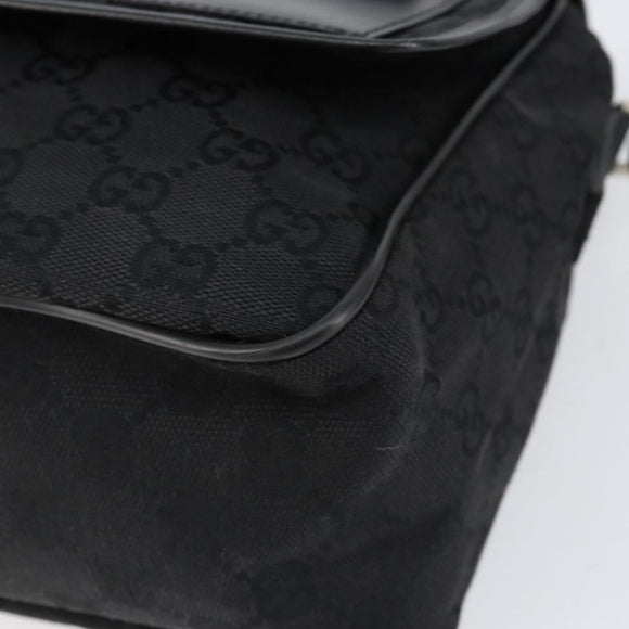 GUCCI GG Canvas Shoulder Bag Black Silver 28562 Auth yk19546
