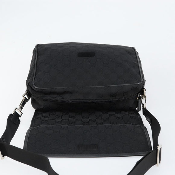 GUCCI GG Canvas Shoulder Bag Black Silver 28562 Auth yk19546