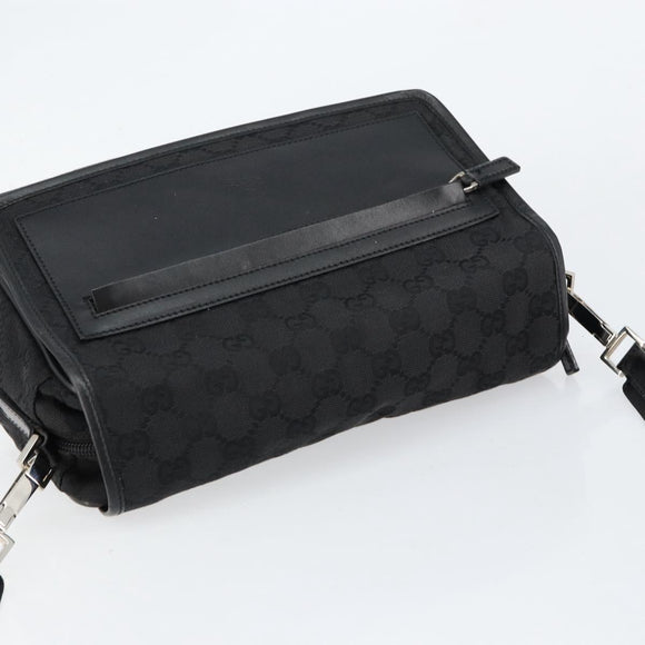 GUCCI GG Canvas Shoulder Bag Black Silver 28562 Auth yk19546