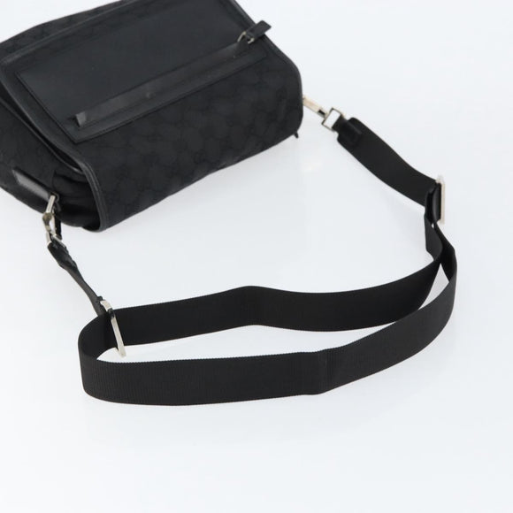 GUCCI GG Canvas Shoulder Bag Black Silver 28562 Auth yk19546