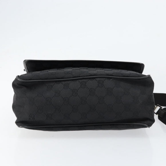 GUCCI GG Canvas Shoulder Bag Black Silver 28562 Auth yk19546