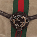 GUCCI Web Sherry Line Shoulder Bag Beige Silver Red 114877 Auth yk19547-15