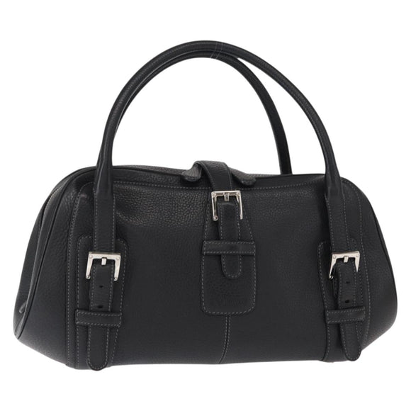 LOEWE Sender Hand Bag Leather Black Silver Auth yk19550