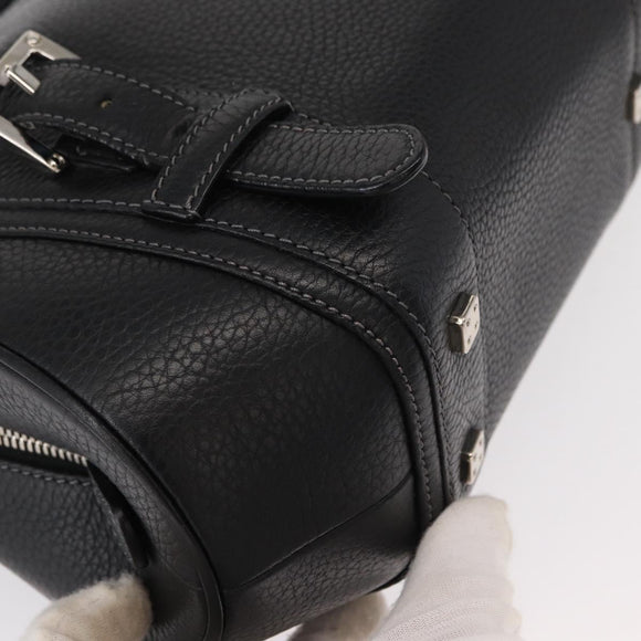 LOEWE Sender Hand Bag Leather Black Silver Auth yk19550