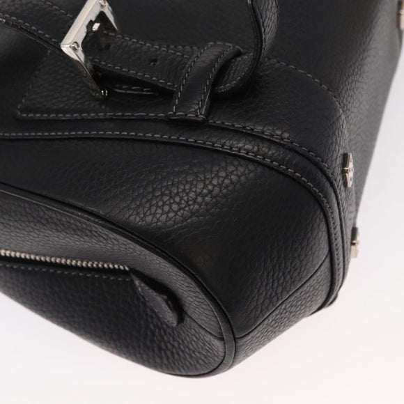 LOEWE Sender Hand Bag Leather Black Silver Auth yk19550