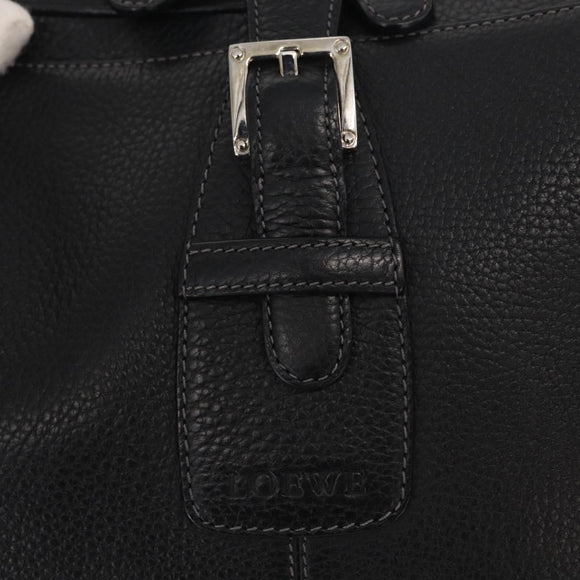 LOEWE Sender Hand Bag Leather Black Silver Auth yk19550