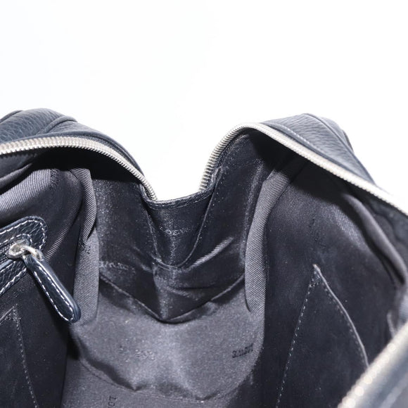 LOEWE Sender Hand Bag Leather Black Silver Auth yk19550