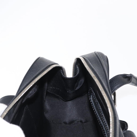 LOEWE Sender Hand Bag Leather Black Silver Auth yk19550