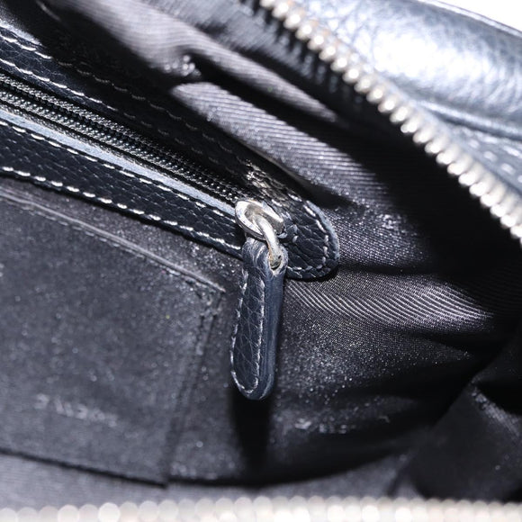 LOEWE Sender Hand Bag Leather Black Silver Auth yk19550