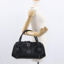LOEWE Sender Hand Bag Leather Black Silver Auth yk19550-24