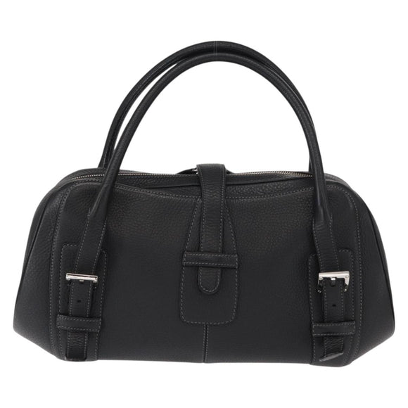 LOEWE Sender Hand Bag Leather Black Silver Auth yk19550