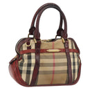 BURBERRY Nova Check Hand Bag Canvas Beige Gold Auth yk19552-1