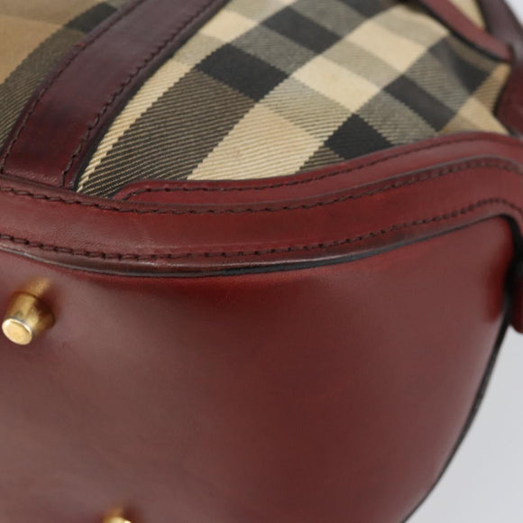 BURBERRY Nova Check Hand Bag Canvas Beige Gold Auth yk19552