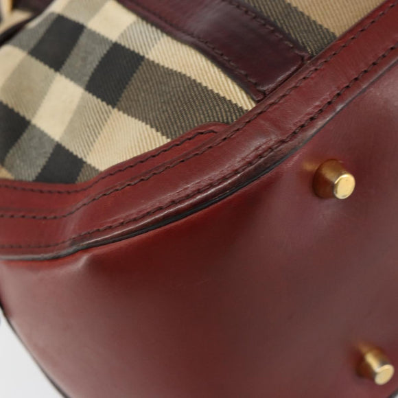 BURBERRY Nova Check Hand Bag Canvas Beige Gold Auth yk19552