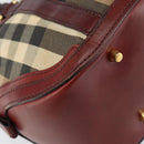 BURBERRY Nova Check Hand Bag Canvas Beige Gold Auth yk19552-9