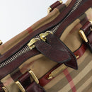 BURBERRY Nova Check Hand Bag Canvas Beige Gold Auth yk19552-10