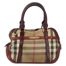 BURBERRY Nova Check Hand Bag Canvas Beige Gold Auth yk19552-13