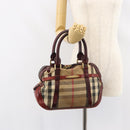 BURBERRY Nova Check Hand Bag Canvas Beige Gold Auth yk19552-23