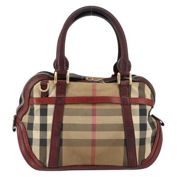 BURBERRY Nova Check Hand Bag Canvas Beige Gold Auth yk19552 - 0