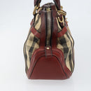 BURBERRY Nova Check Hand Bag Canvas Beige Gold Auth yk19552-4
