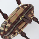 BURBERRY Nova Check Hand Bag Canvas Beige Gold Auth yk19552-6