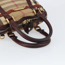BURBERRY Nova Check Hand Bag Canvas Beige Gold Auth yk19552-7
