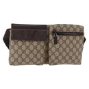 GUCCI GG Supreme Waist bag PVC Beige Silver 28566 Auth yk19553-1