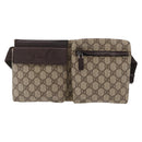GUCCI GG Supreme Waist bag PVC Beige Silver 28566 Auth yk19553-2