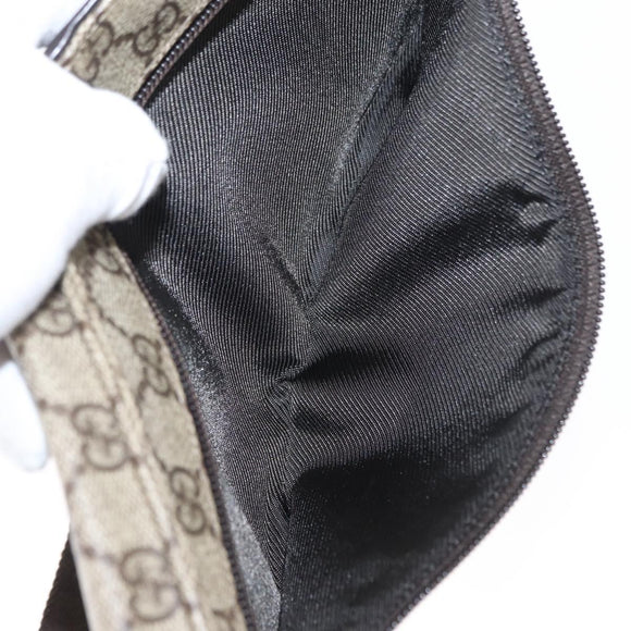 GUCCI GG Supreme Waist bag PVC Beige Silver 28566 Auth yk19553