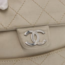 CHANEL Wild Stitch Chain Shoulder Bag Lamb Skin Beige Silver CC Auth yk19554-18