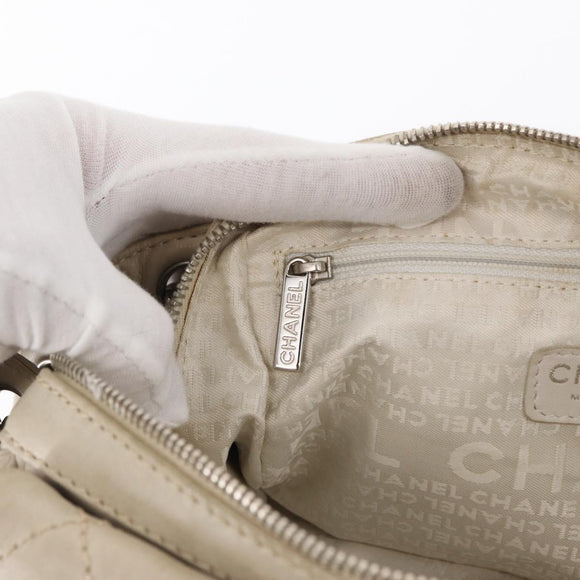 CHANEL Wild Stitch Chain Shoulder Bag Lamb Skin Beige Silver CC Auth yk19554