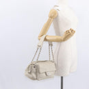 CHANEL Wild Stitch Chain Shoulder Bag Lamb Skin Beige Silver CC Auth yk19554-24